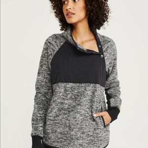 Asymmetrical Snap Up Fleece Grey Abercrombie